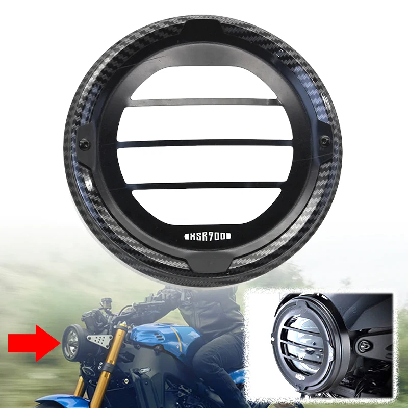

Fit For Yamaha XSR900 2022 2023 Motorcycle Headlight Protector Guard XSR 900 Refit Spare Parts Carbon Look Headlight Grill Cover