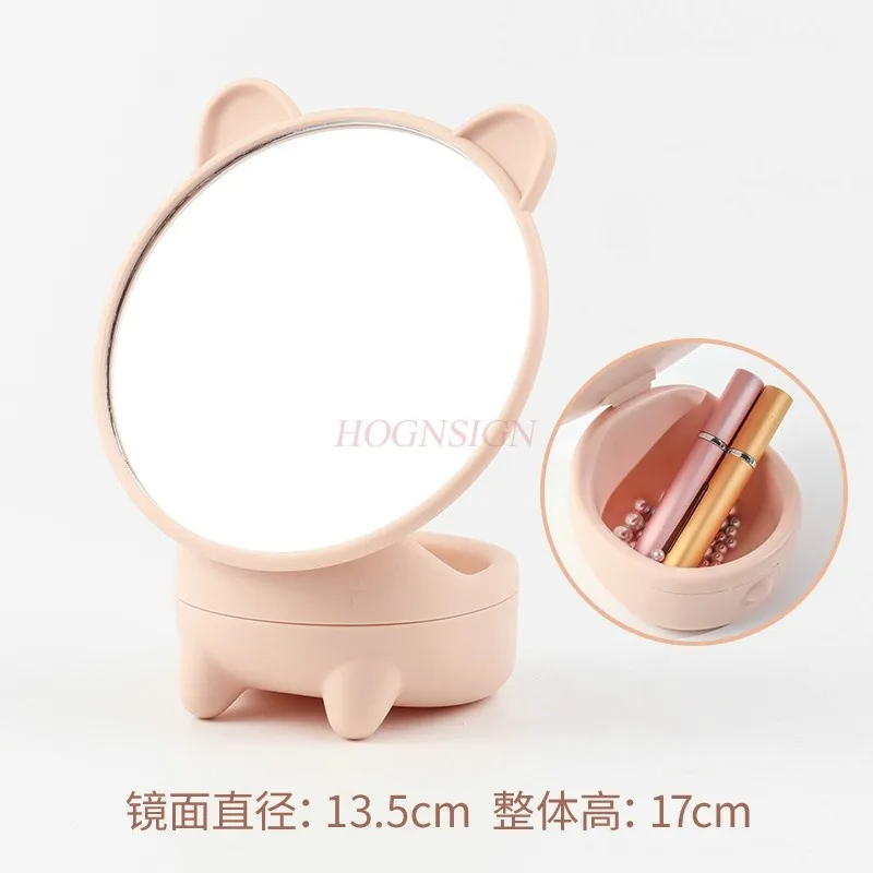 

Портативное зеркало для макияжа, настольное зеркало, маленькое зеркало с отсеком для хранения, милое зеркало с ушками кошки