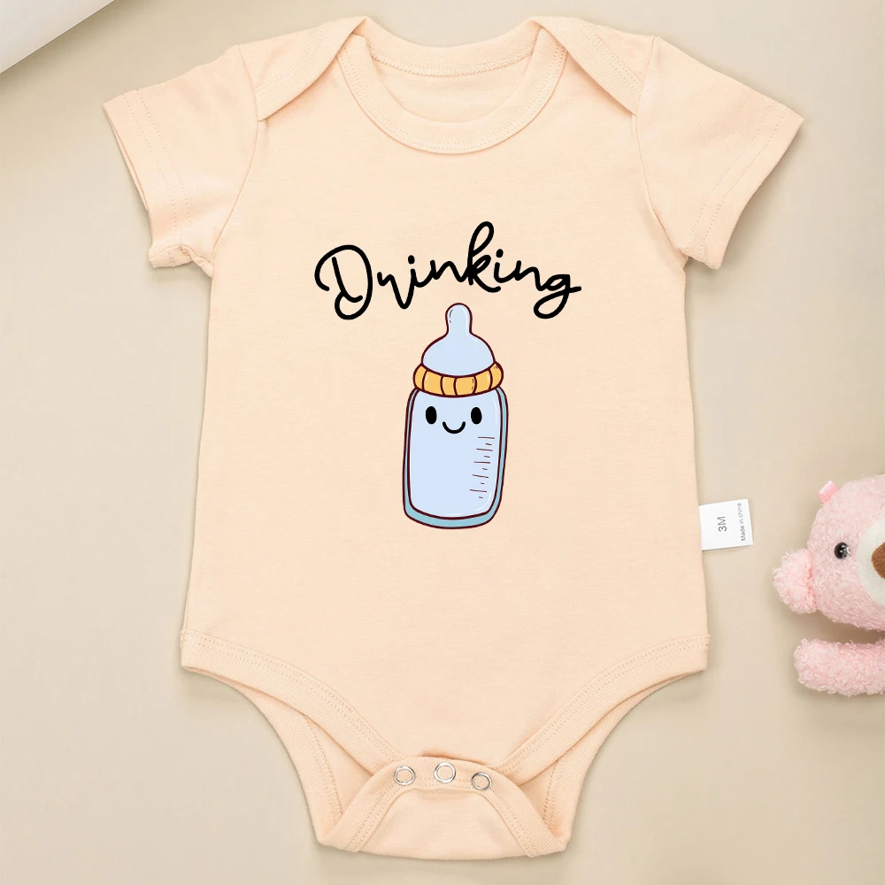 Funny Twin Baby Onesies, drinking buddies, manga curta, algodão, roupas recém-nascidas, roupas infantis, pijamas meninos e meninas, verão