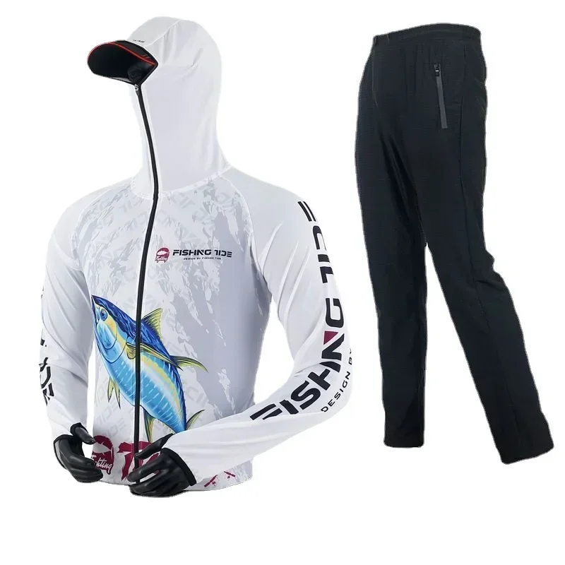 Outdoor Competitive Fishing Suits for Men and Women, Quick-Drying Jacket and Pants Set, Sun-protective Shirt, Deep-Sea