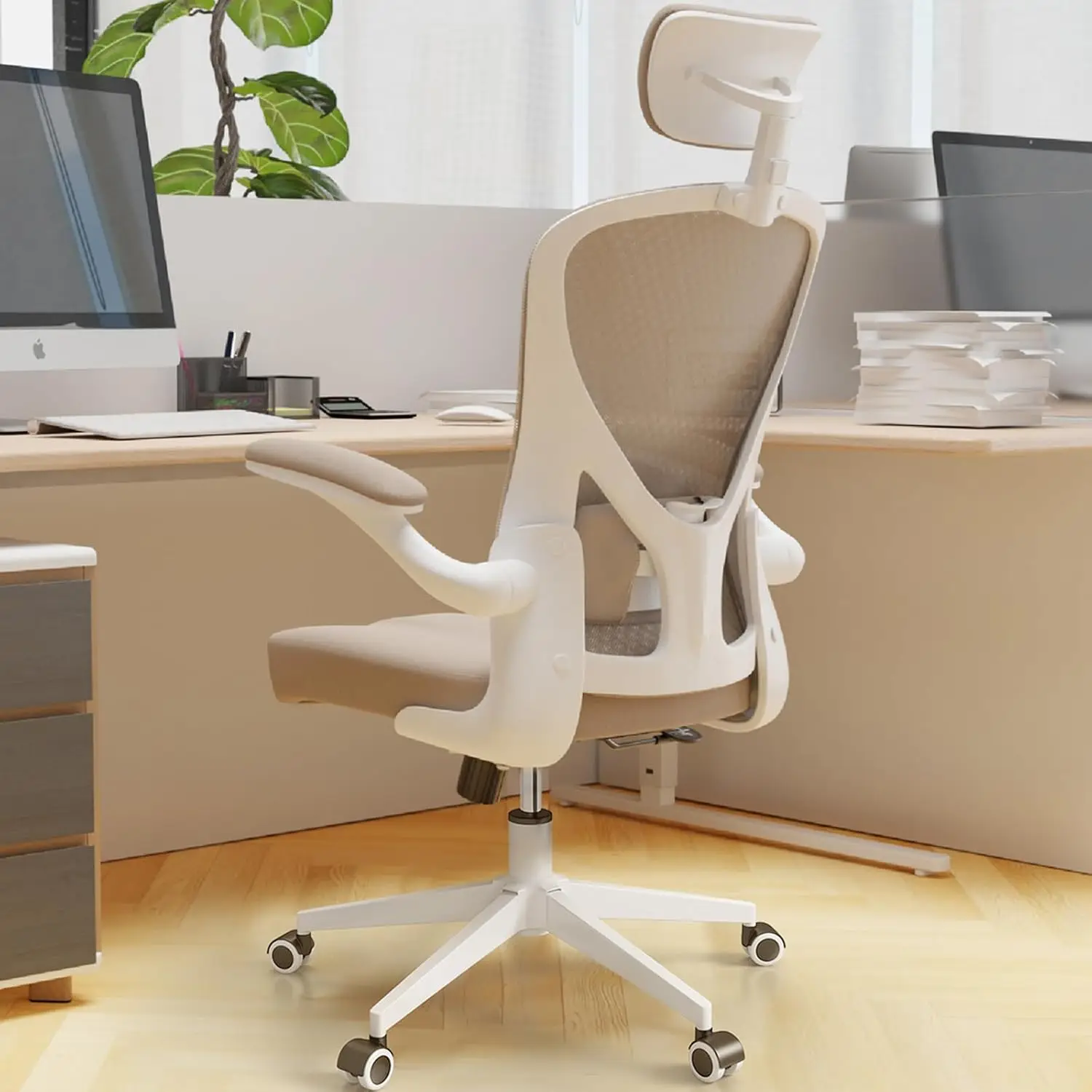 Ergonomic Office Chair - Comfy Desk Chairs with Wheels and Arms, 500LB Heavy Duty Mesh Computer Chairs with Comfortable Head