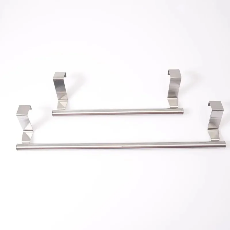1/2/3/4/5/6Pcs Stainless Steel Single Rod Towel Rack No Punched Towel Hanging Rod Cabinet Door Back Rag Hanging Rack