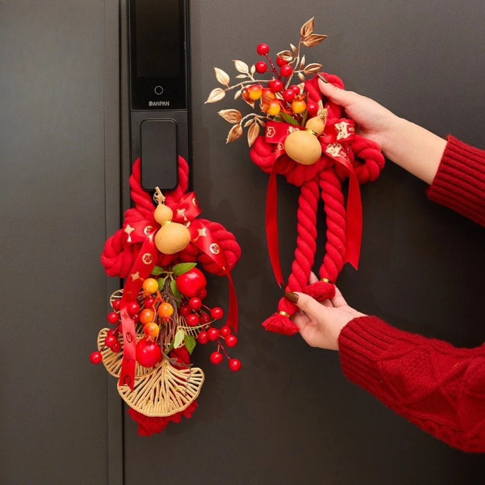 

Spring Festival New Year's Day Red Decorative Hanging 2026 Entrance Door Handle Room Wall Decor Tassels Atmosphere Hanging Items