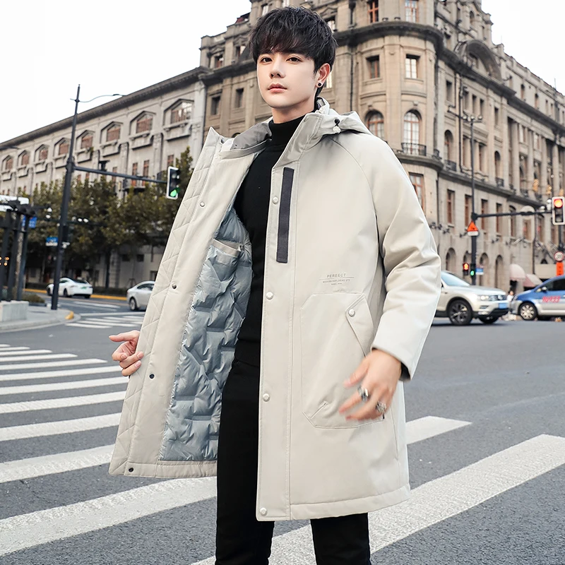 2026 Winter New Style Fashion Casual Men's Mid-Length Collar Hooded Loose Down Jacket