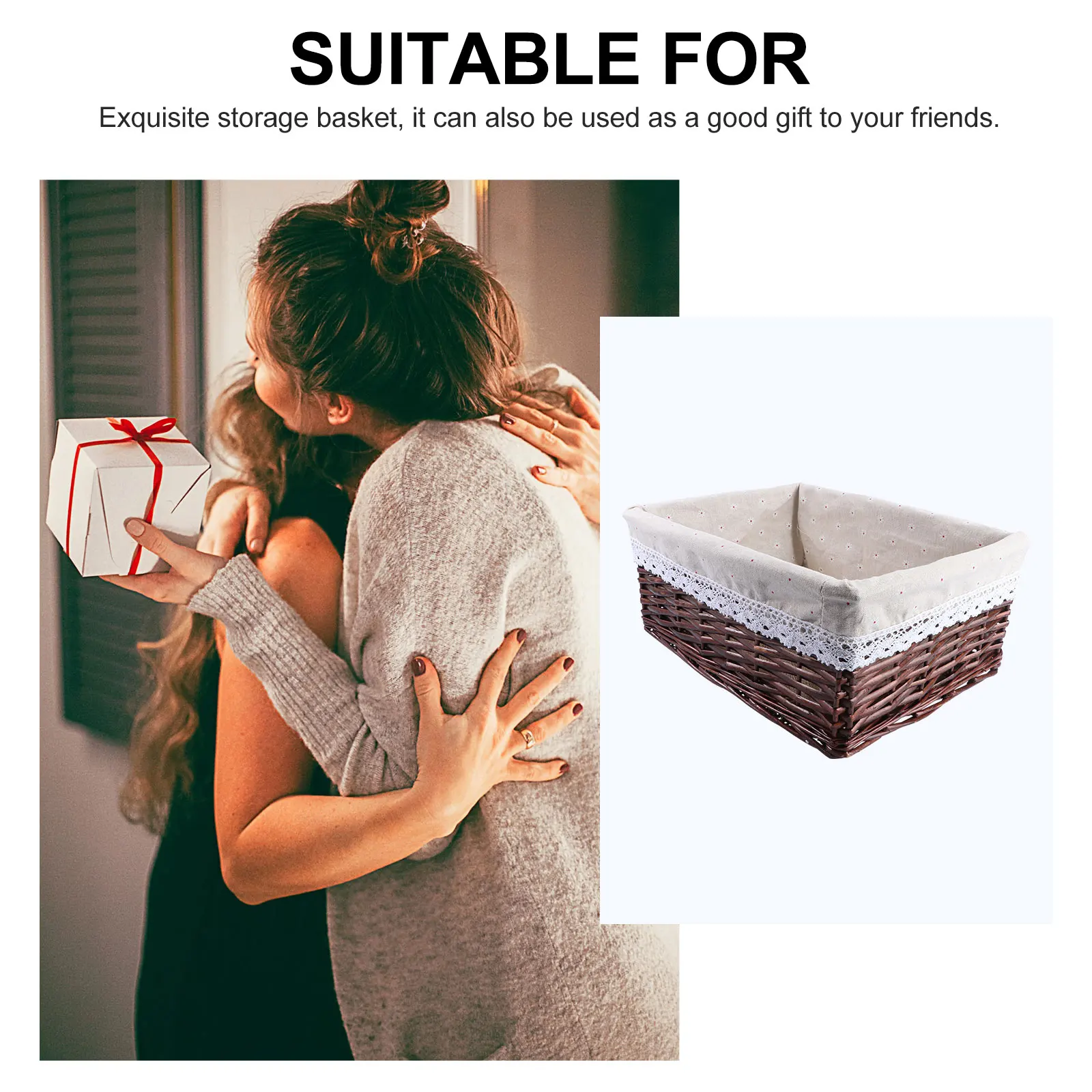 

Handwoven Willow Basket Large Storage Bin For Clothes Kitchen Bathroom Rectangular Rattan Basket With Removable Lining