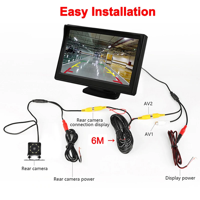 4.3Inch Rear View Camera Monitor Screen Reversing Camera for Car Parking Parking System Camera for Vehicle Easy Installation