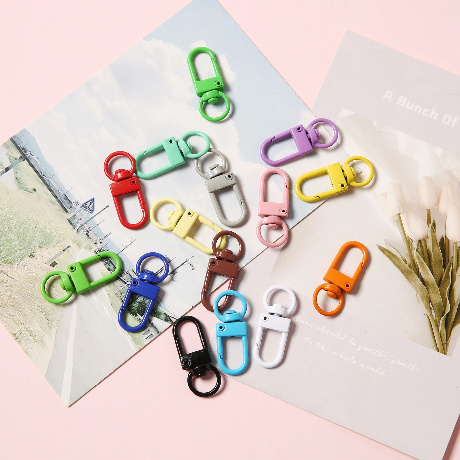 10/50/100 PCS Aluminium Alloy Colorful Snap Lobster Clasp Hooks Carabiner Keychains Clasp Safety Bukle Keychain DIY Supplies