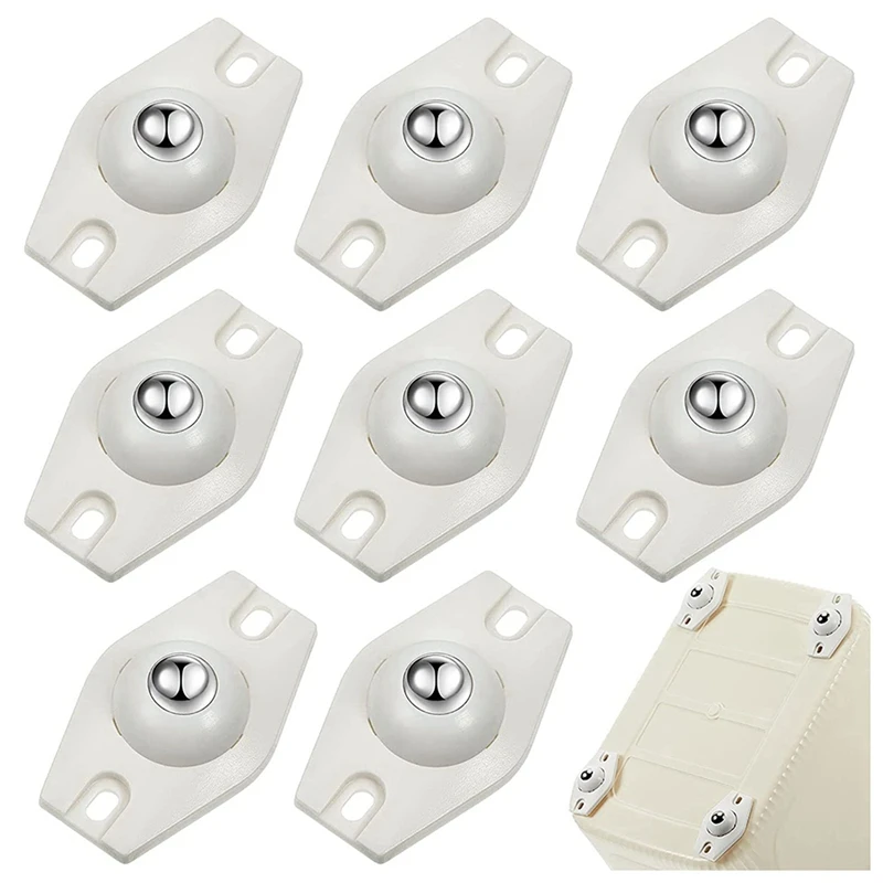 24 Pieces Self Adhesive Caster Wheels Mini Swivel Wheels 360 Degree Rotation Sticky Pulley With Ball Bearings (White)