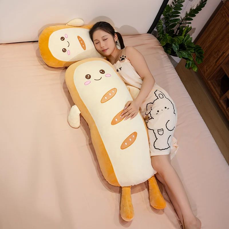 

Creative Cartoon Bread Plush Toys Soft Soothing Sleeping Long Throw Pillow Cozy Headboard Cushion Lovely Room Decor Kids Gift