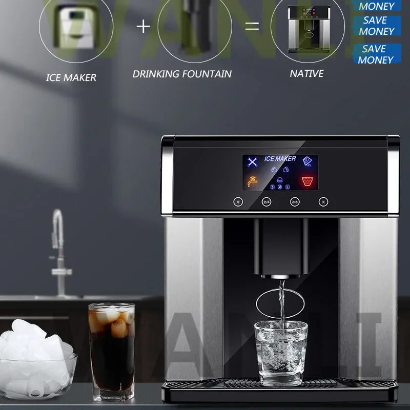 Mesin pembuat es batu otomatis komersial 15kg/24 jam, mesin pembuat es batu bulat peluru listrik portabel untuk rumah tangga