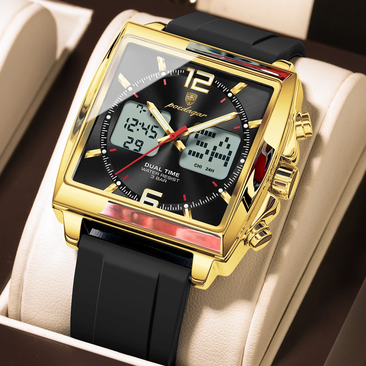 Men's Electronic Square LED Alarm Chronograph Watch