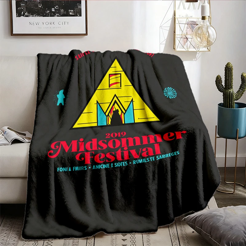 Midsommar Festival Temple T, Flannel Blanket, Horror Movie Inspired Graphic Flannel Throw
