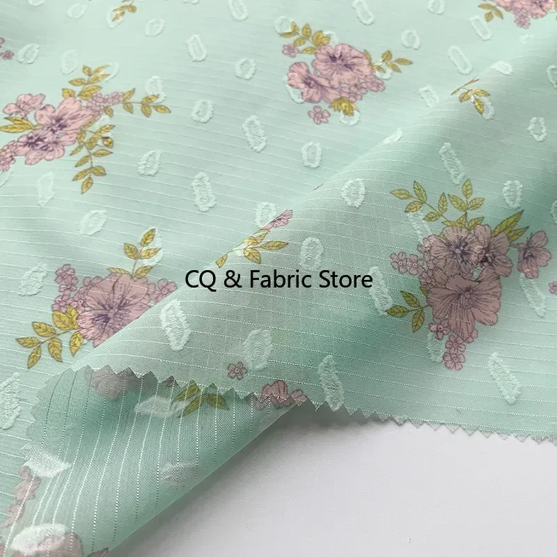 الشيفون الجاكار مخطط النسيج زهرة ورقة نمط الطباعة الرقمية النسيج DIY بها بنفسك المرأة قميص النسيج