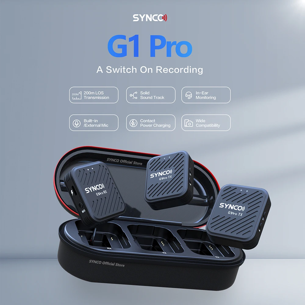 Synco G1 A1Pro A2 برو كاميرا ميكروفون لاسلكي Lavalier mic آيفون الهاتف الذكي Type-c المهنية استوديو youtuber شحن