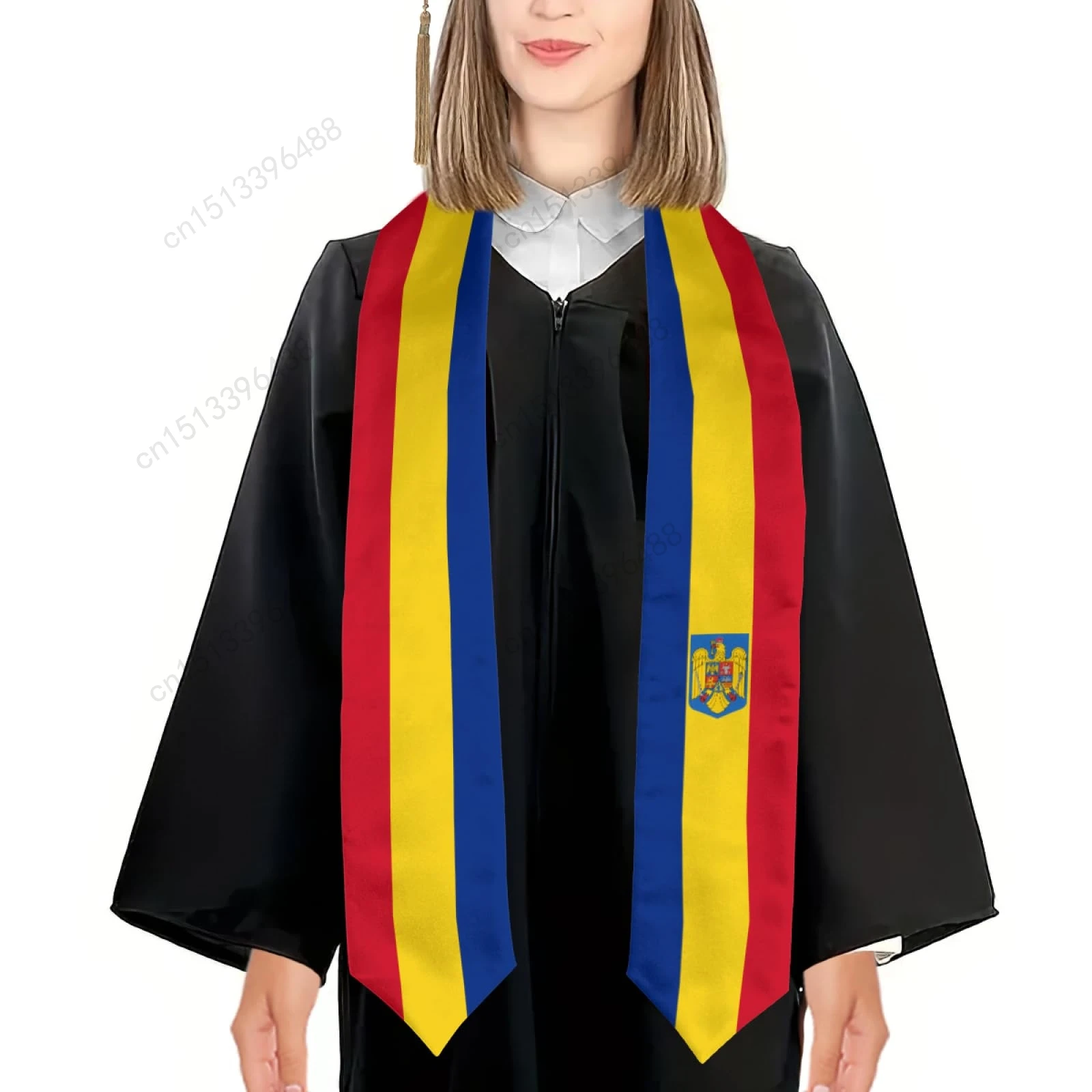 2025 Romania Flag Graduation Stole Shawl Sash Honor For Study Aboard International Students