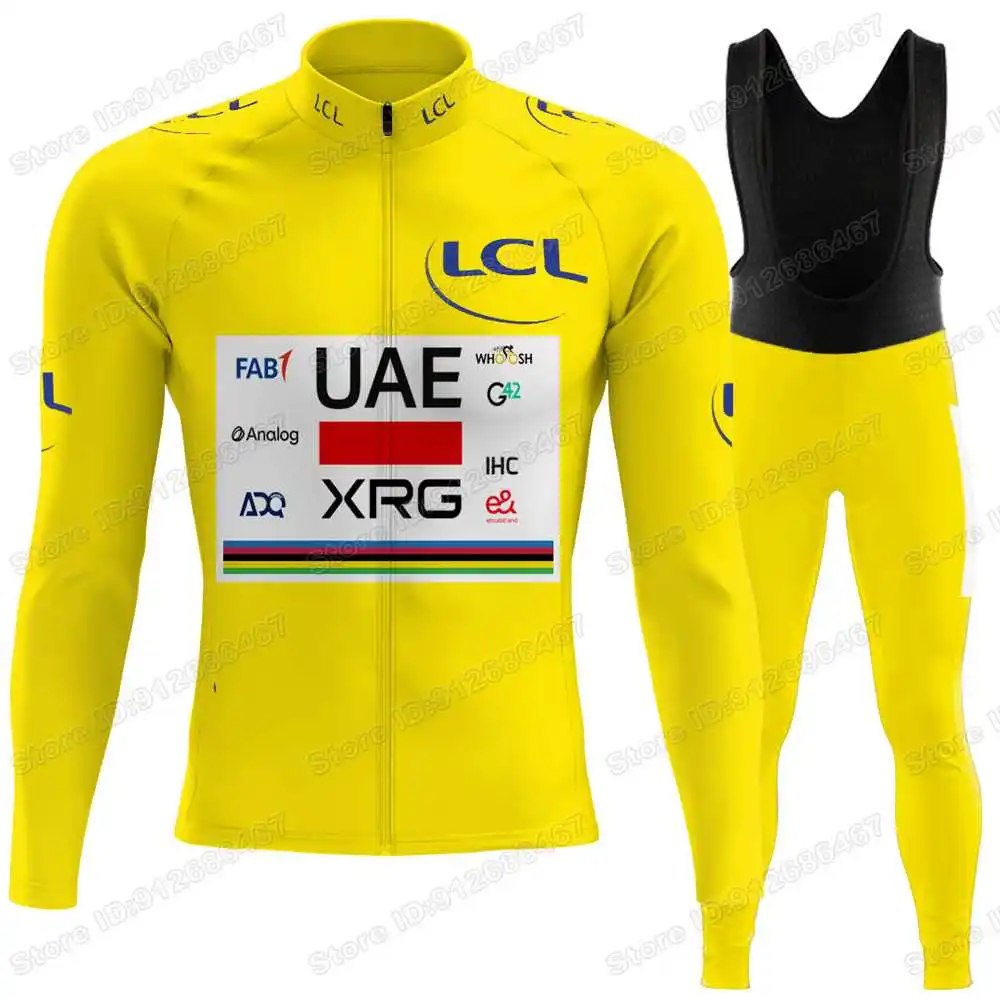 2025 الإمارات العربية المتحدة فريق الدراجات جيرسي مجموعة الصيف الشتاء فرنسا TDF Tadej Pogaارية الدراجات ملابس الرجال الطريق دراجة سترة دعوى مريلة الجوارب
