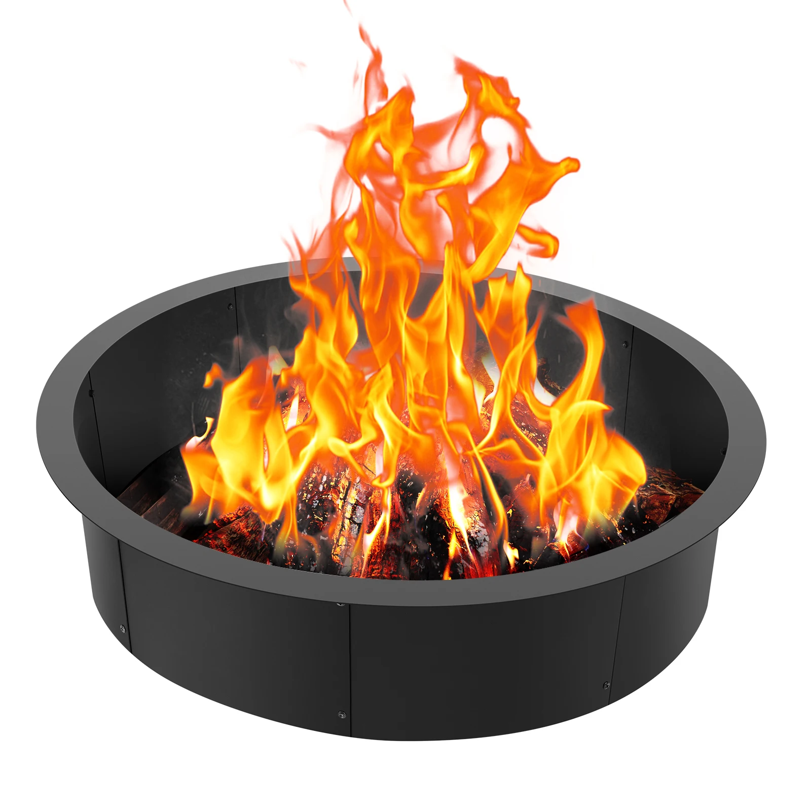 

SucceBuy Fire Pit Ring 45-Inch Outer/39-Inch Inner Diameter Fire Pit Insert Heavy Duty Carbon Steel Liner DIY Camp fire Ring