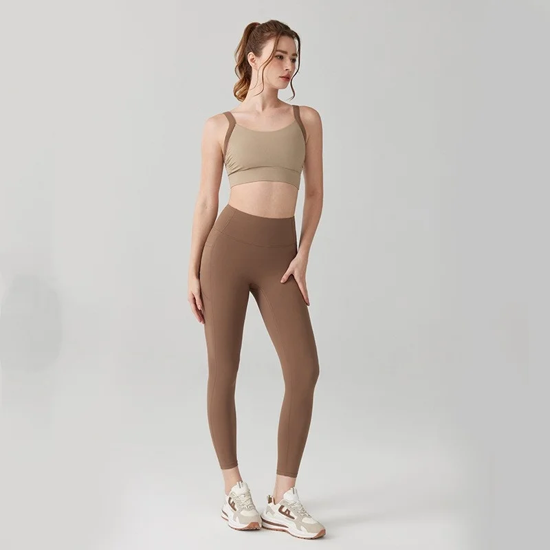 

Yoga Suit Seamless High-intensity Sports Underwear Bras High Waist Hip Lifting Exercise Leggings Running Quick-drying 2PCS Set