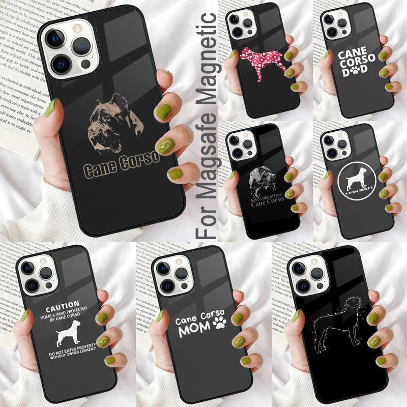 

Cane Corso Italian Mastiff Anime Magnetic Soft Phone Case for iPhone 16 Promax 15 Pro 13 14 Plus 11 12 Mini MagSafe Coque