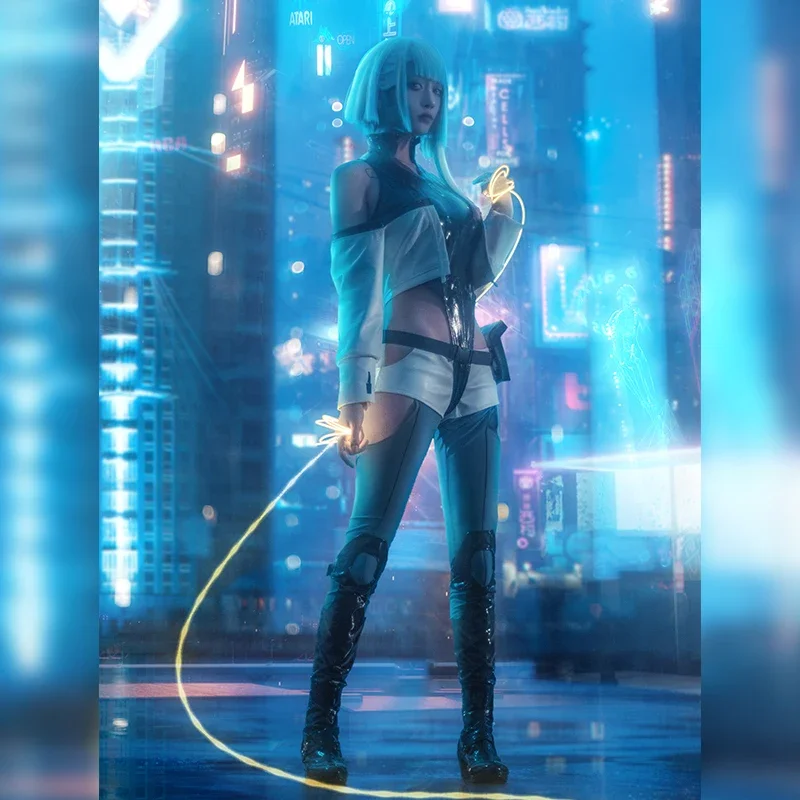 

Lucy cosplay Cyberpunk: Edgerunners Cosplay Costume Women Jumpsuit Coat Suit Lucyna Kushinada Halloween Uniforms Wig props