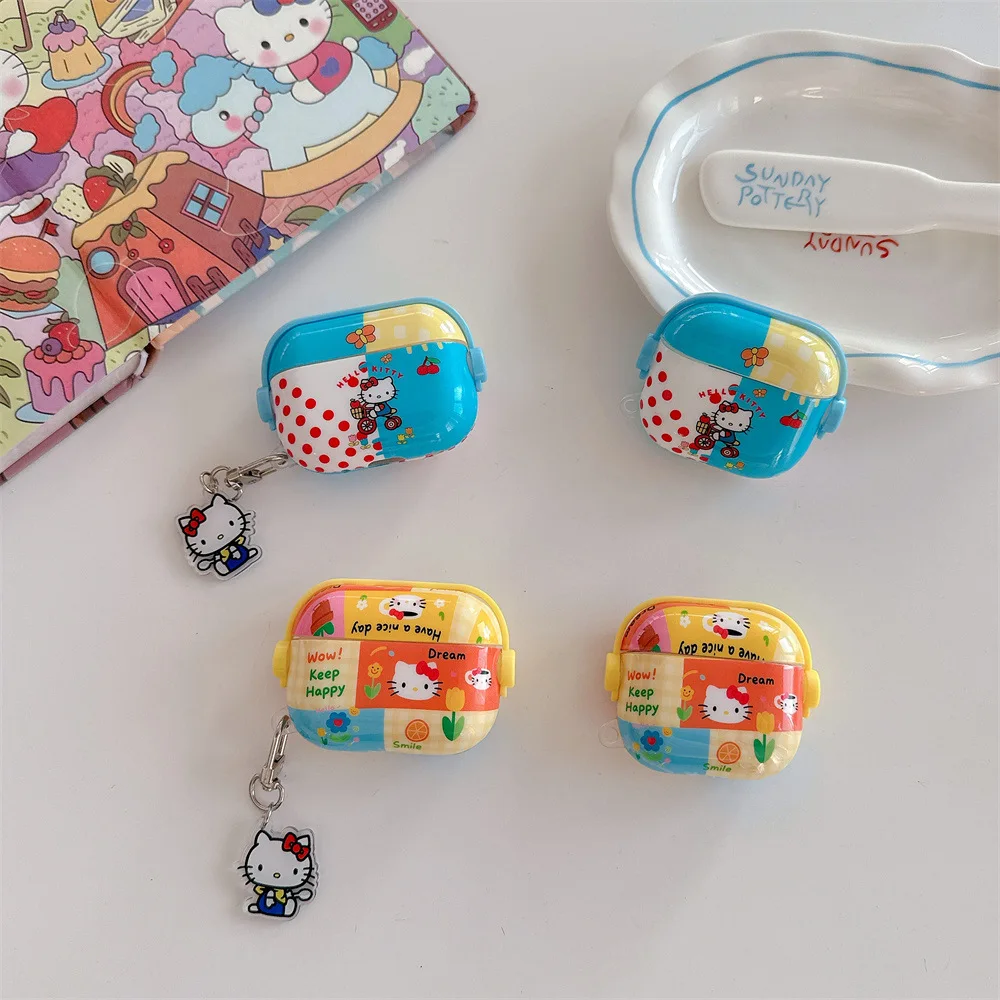 

Cute Cartoon Music Hello Kitty Earphone Case for AirPods 4 Pro3 Pro2 Wireless Bluetooth Headset Protective Cover Accessories