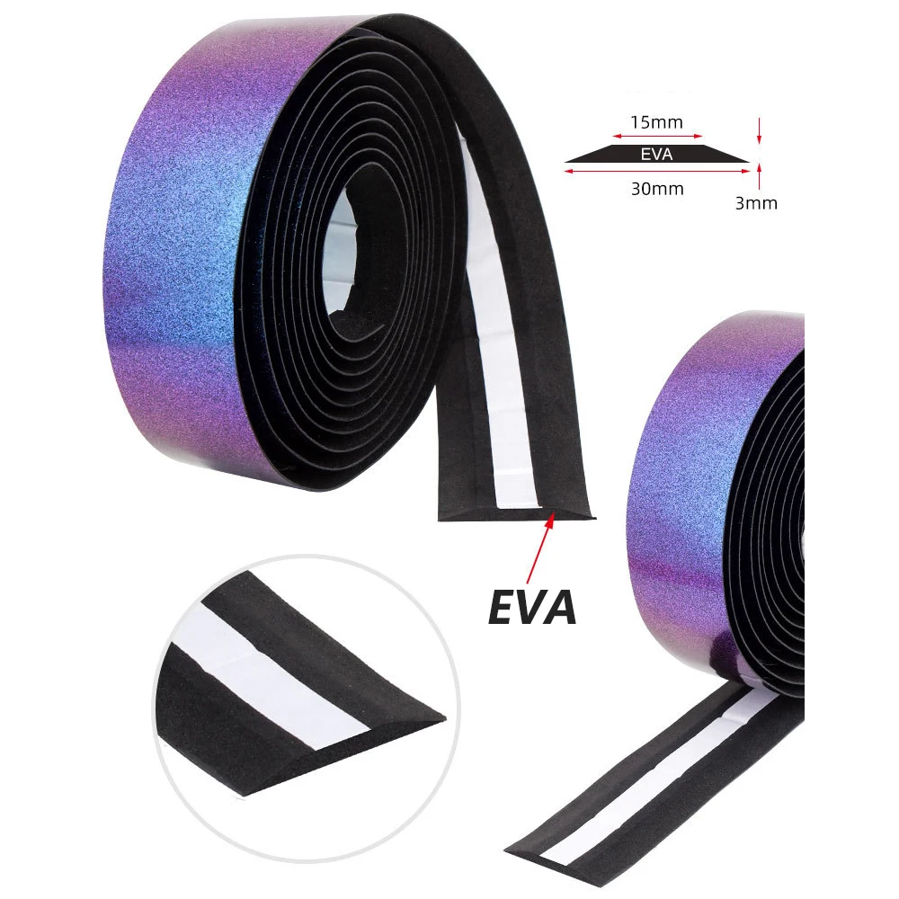 2 stücke Chameleon Farbe Rennrad bar Band EVA PU Fahrrad Lenker Band Atmungsaktiv Schweiß Anti-Skid Stoßdämpfer Wrap band 2150mm – Detail 8