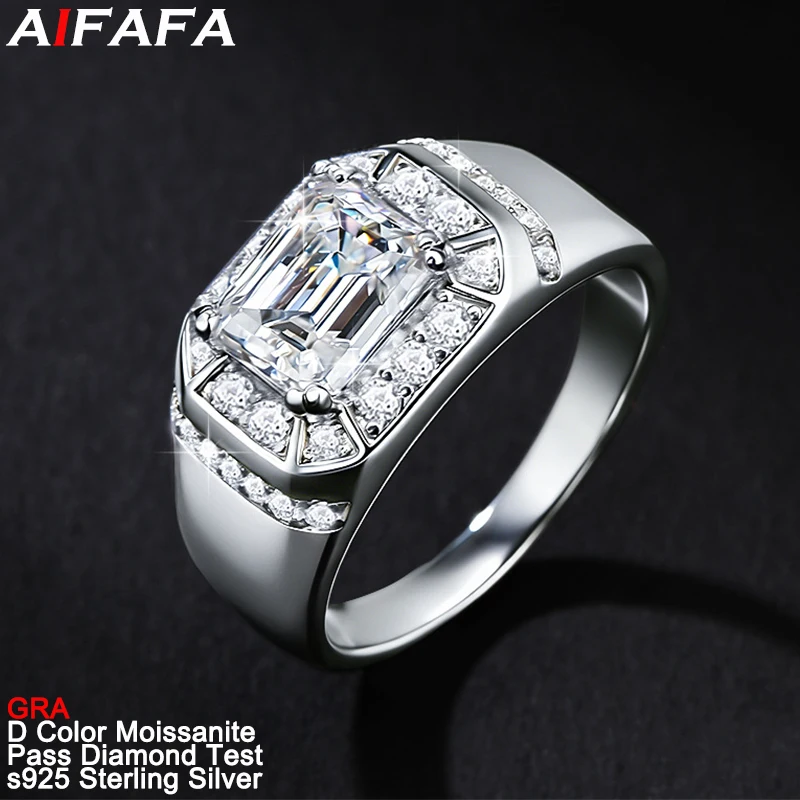 Radiant Emerald Cut Moissanite Diamond s925 Silver Rings for Men and Women 4*6mm Rectangle Moissanite Finger Ring Fine Jewelry