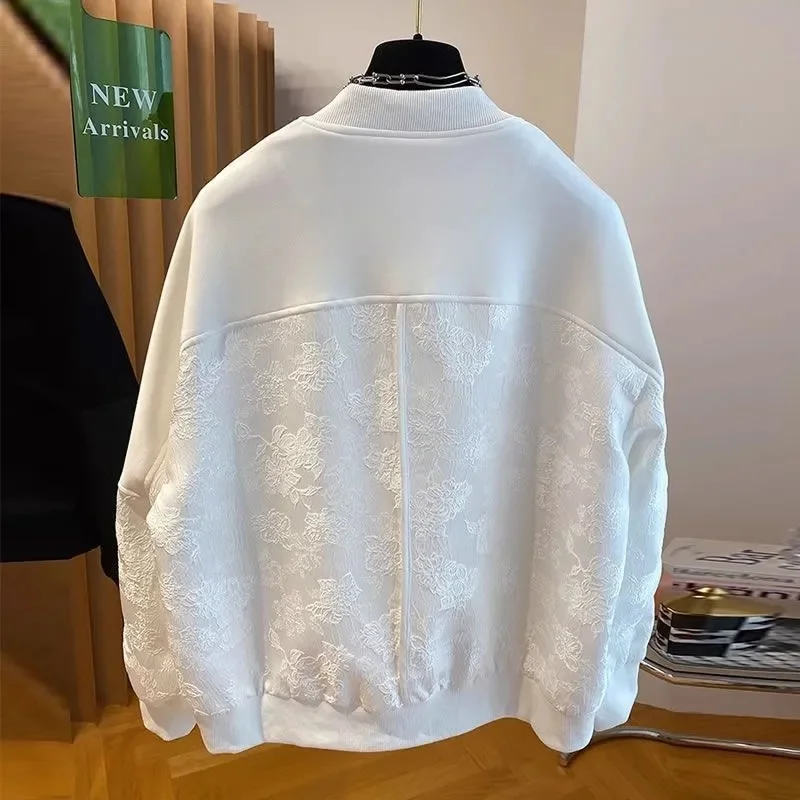 

European station baseball uniform jacket women's 2025spring autumn new Coat fashion round neck Female Outwear loose cardigan Top