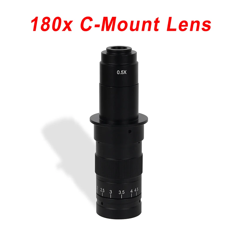 130X 180X Video Microscope Camera Objective lens 180 multiples Adjustable Zoom Lens Accessories C-MOUNT for HDMI VGA USB camera