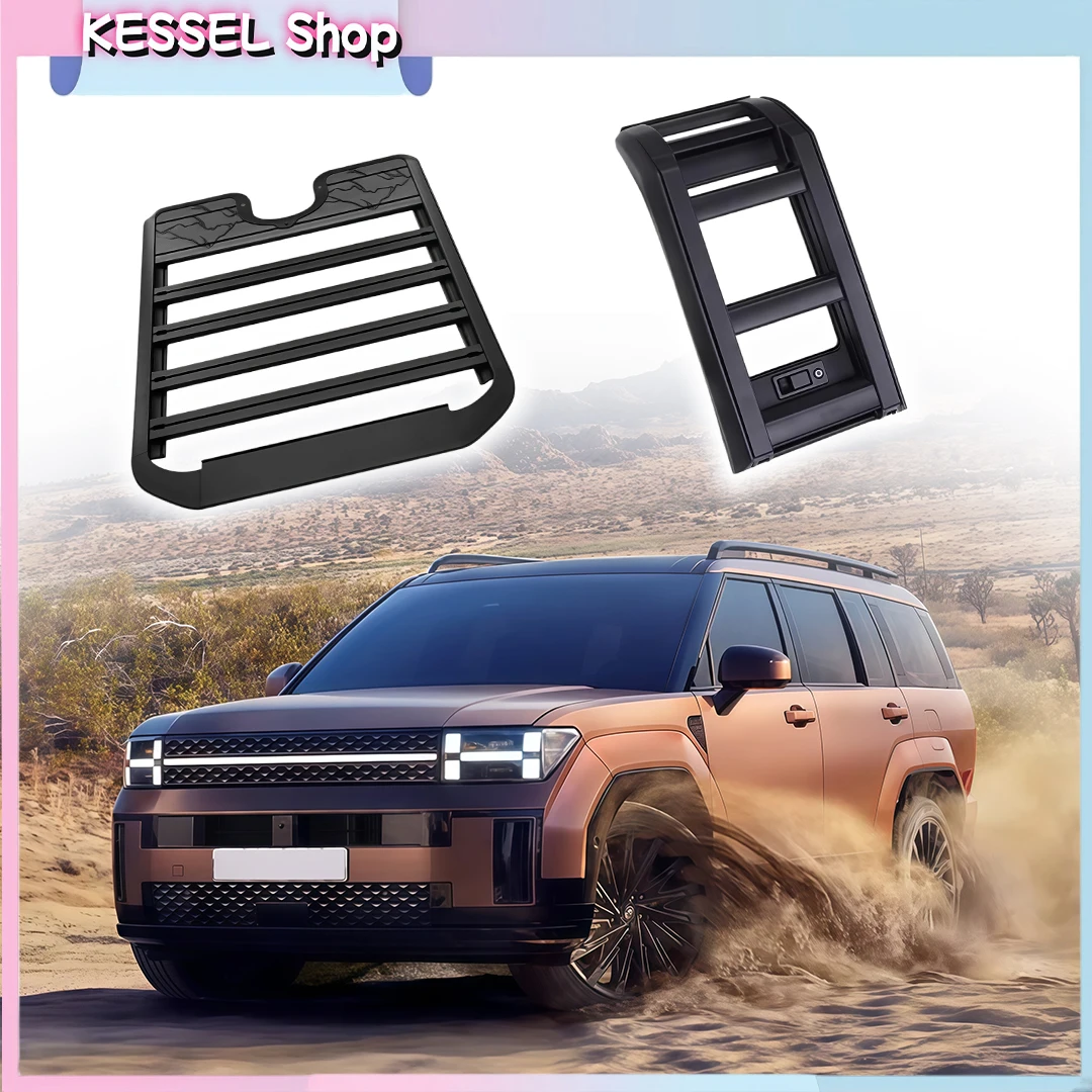 

Roof Rack Basket Cargo Carrier for Hyundai Santa Fe 2024 2025 Aluminum Alloy Roof Luggage Rack with Foldable Liftable Ladder