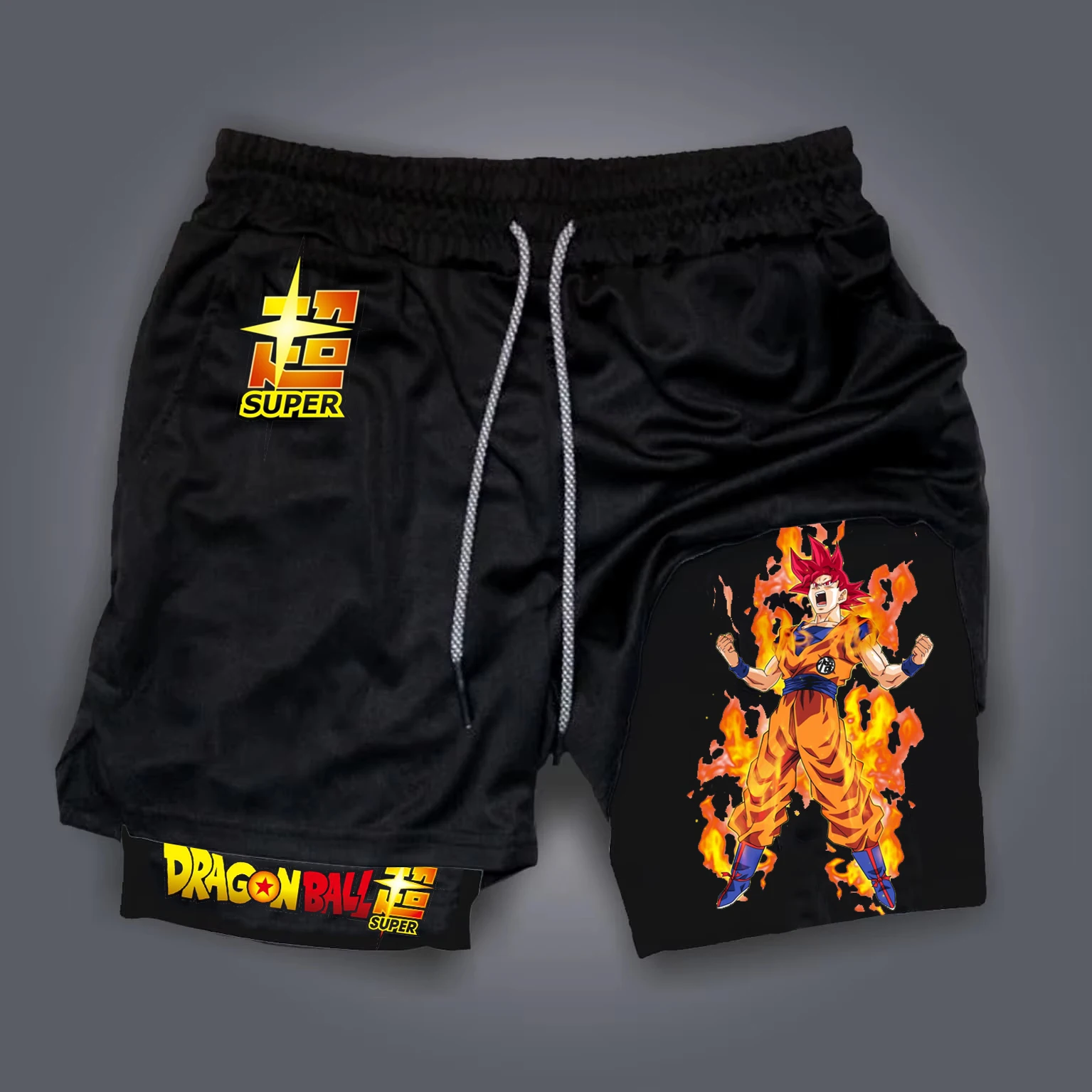 Bandai Kakarot Son Goku Anime Dragon Ball Z Pantaloncini da allenamento per palestra in due pezzi finti a doppio strato Estate Asciugatura rapida Comodo leggero