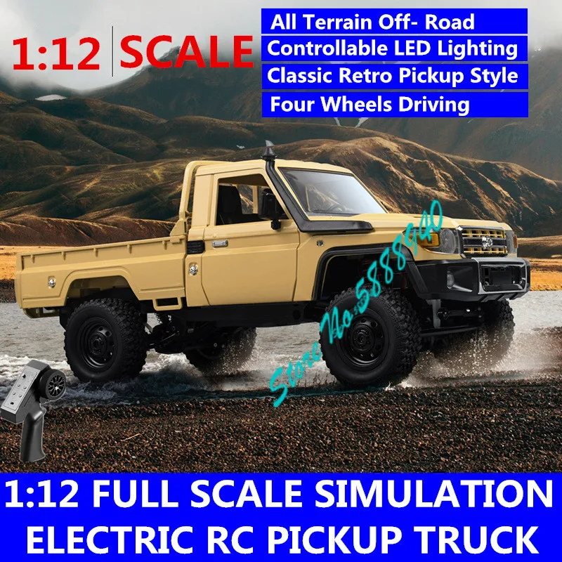 1/12 Full Scale Remote Control Climbing Truck Vehicle 2.4G Controllable Light Retro Off-Road Simulation Pickup Style RC Truck