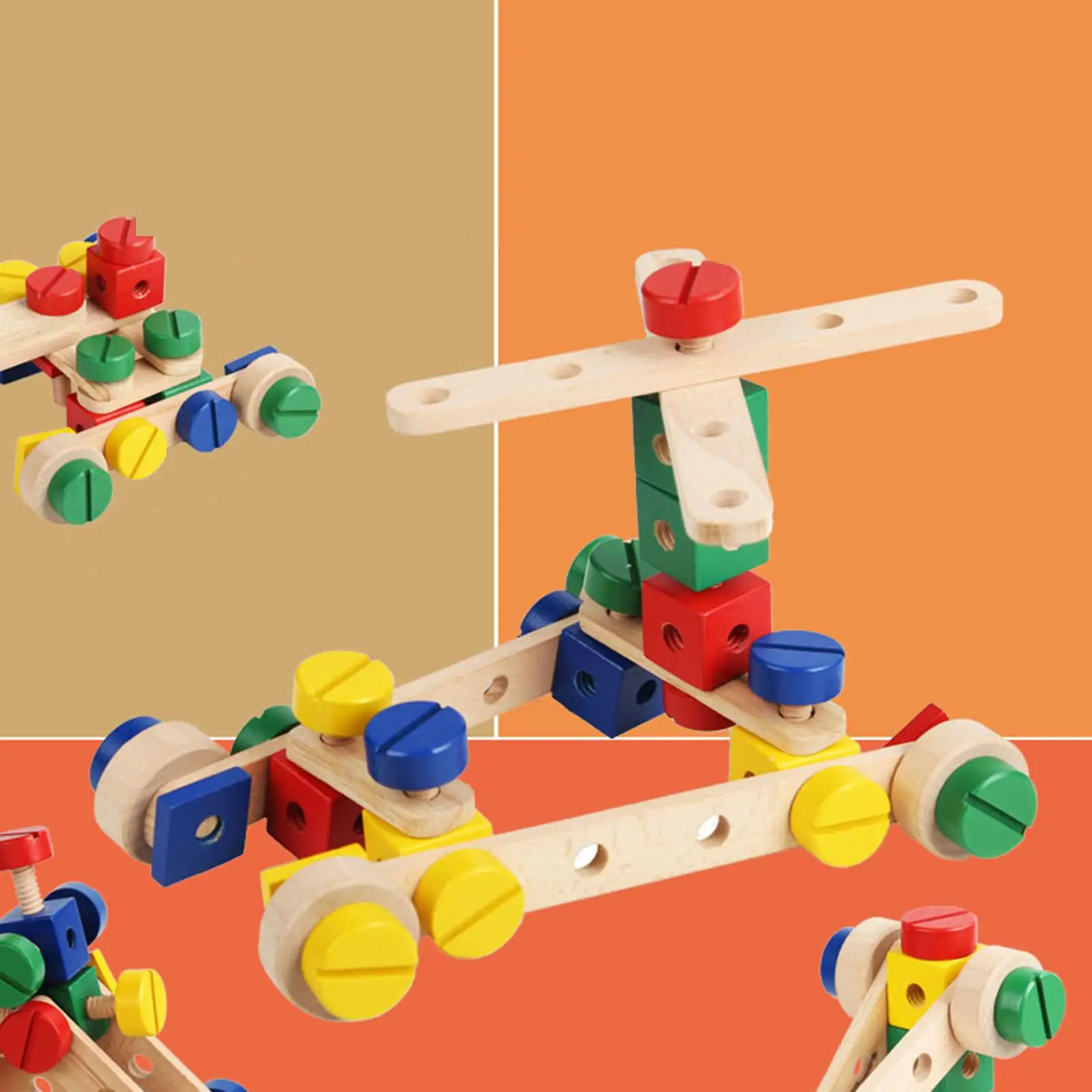 Montessori Toys Wooden Block Building Kit Nut Puzzles Block Screw Matching Early Learning Finger Grip Educational Puzzle Toys