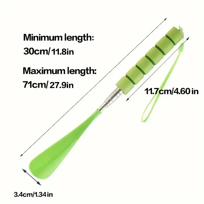 1pc stainless steel telescopic shoehorn, non-slip handle, no need to bend over, shoe wearing aid for pregnant women and the elde