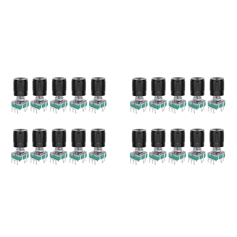【Superdeals】(7 ขา 20 มม.) 20 ชิ้น 360 องศา EC11 Rotary Encoder รหัสสวิทช์ดิจิตอล Potentiometer พร้อมหมวก