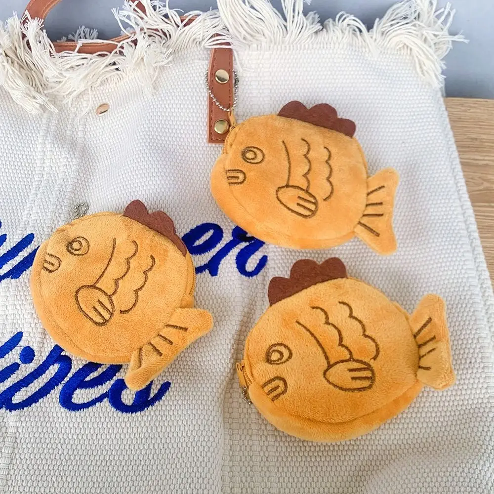 Sweet Snapper Plush Fish Coin Purse Japanese Style Zipper Fish Shape Lipstick Bag Animal Embroidery Animal Earphone Bag Shopping