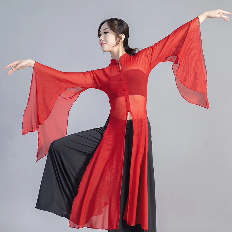 Top a maniche larghe da danza classica Stile cinese Tradizionale ed elegante Pratica Hanfu Camicetta Costume da danza moderna da fata femminile