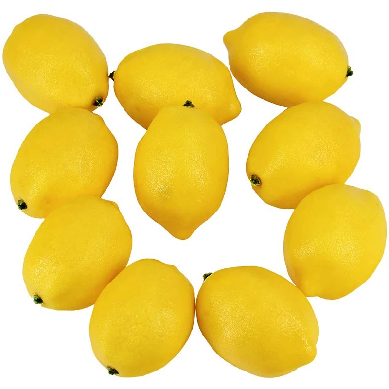 20 Pcs Artificial Lemons Fake Lemons Faux Lemons Fruits in Yellow 3 Inch Long X 2 Inch Wide