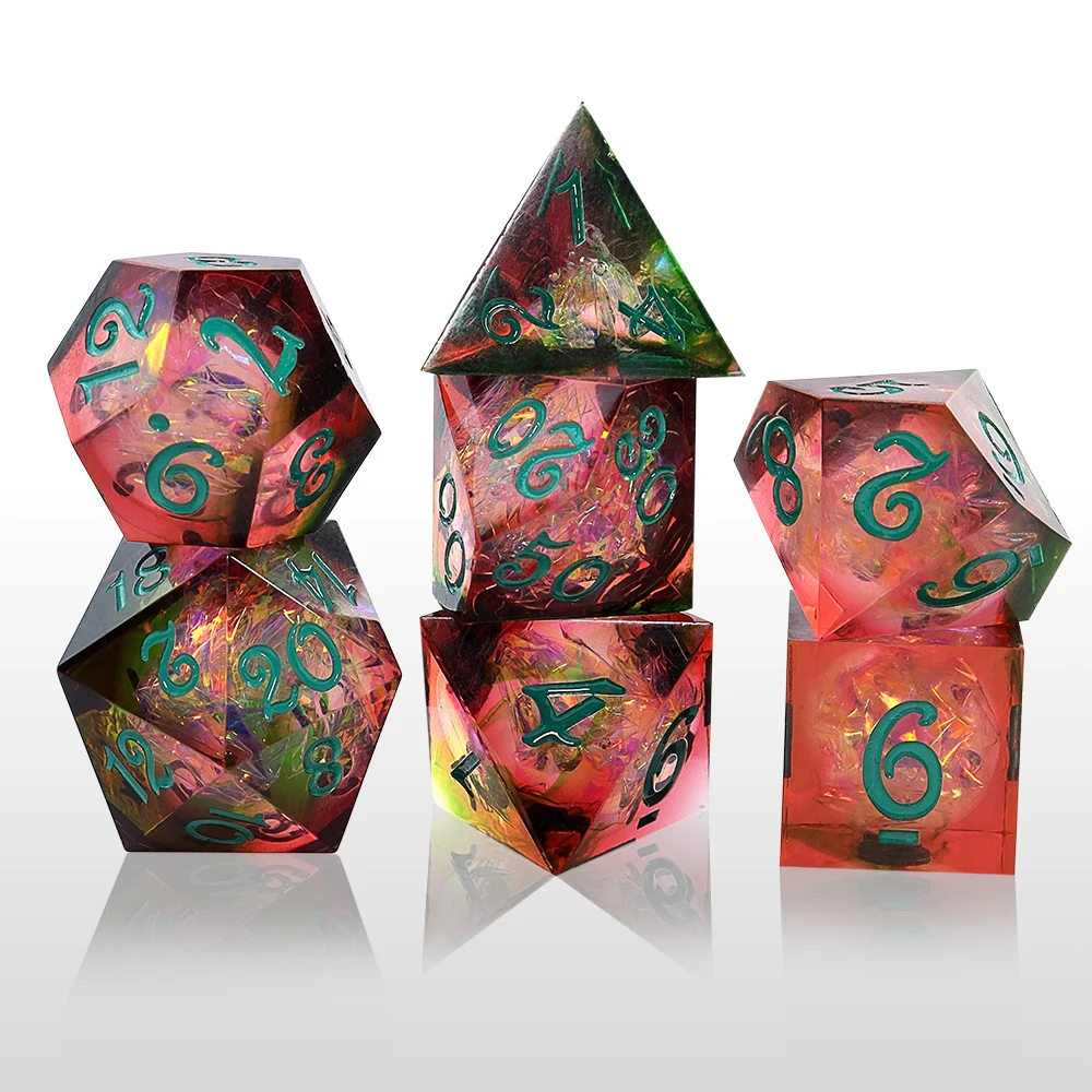 A Set with Sharp Sharp Corners, Bright Color Resin Dice, Suitable for Many Role-Playing Games and Cards Games, Etc.