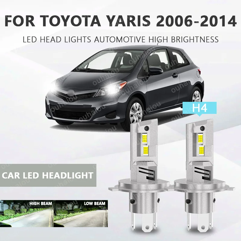 

2PCS For Toyota Yaris 2006-2014 H4 9003 LED Headlight Bulbs CSP Fanless High & Low Beam H4 LED Headlamp 12000lm 6000K ﻿