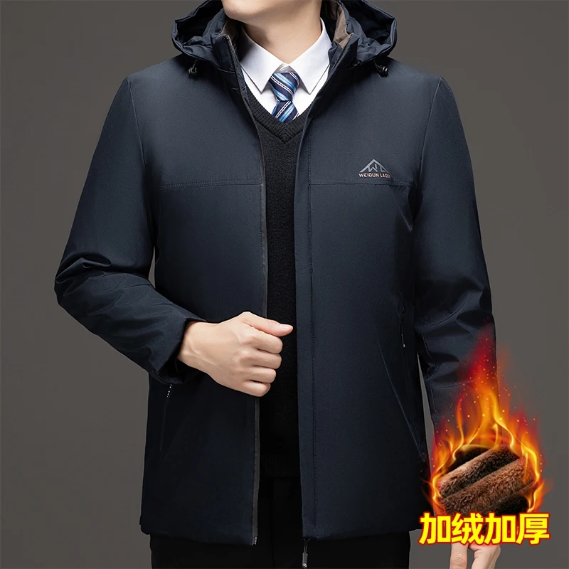 

Thick Cotton Wadded Parkas Jacket Winter New Business Parkas Men's Cotton with Detachable Cap Men Cold Resistant Casual Jacket