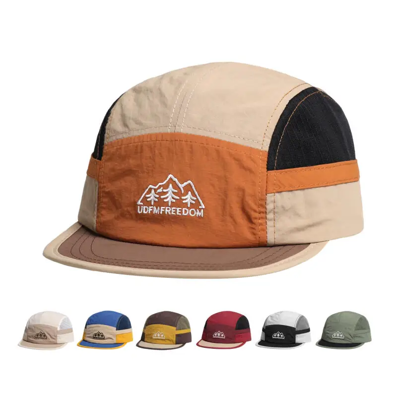 5 Panel Baseball Cap for Men Women, Embroidery Mesh Nylon Quick Dry Breathable, Ideal for Running Camping Outdoor Streetwear