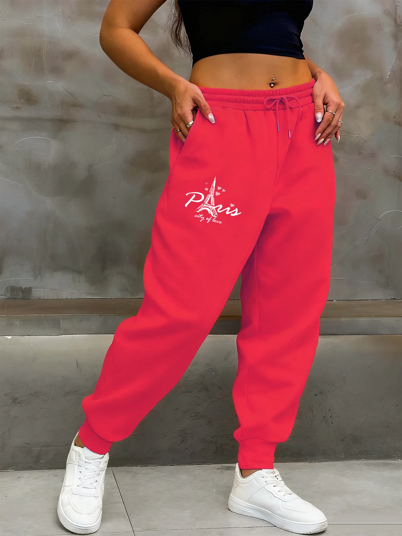 Paris City Of Love Bedruckte Damen-Jogginghose, lässige Jogging-Britches, modische, bequeme lange Hose, trendige Basic-Unisex-Hose