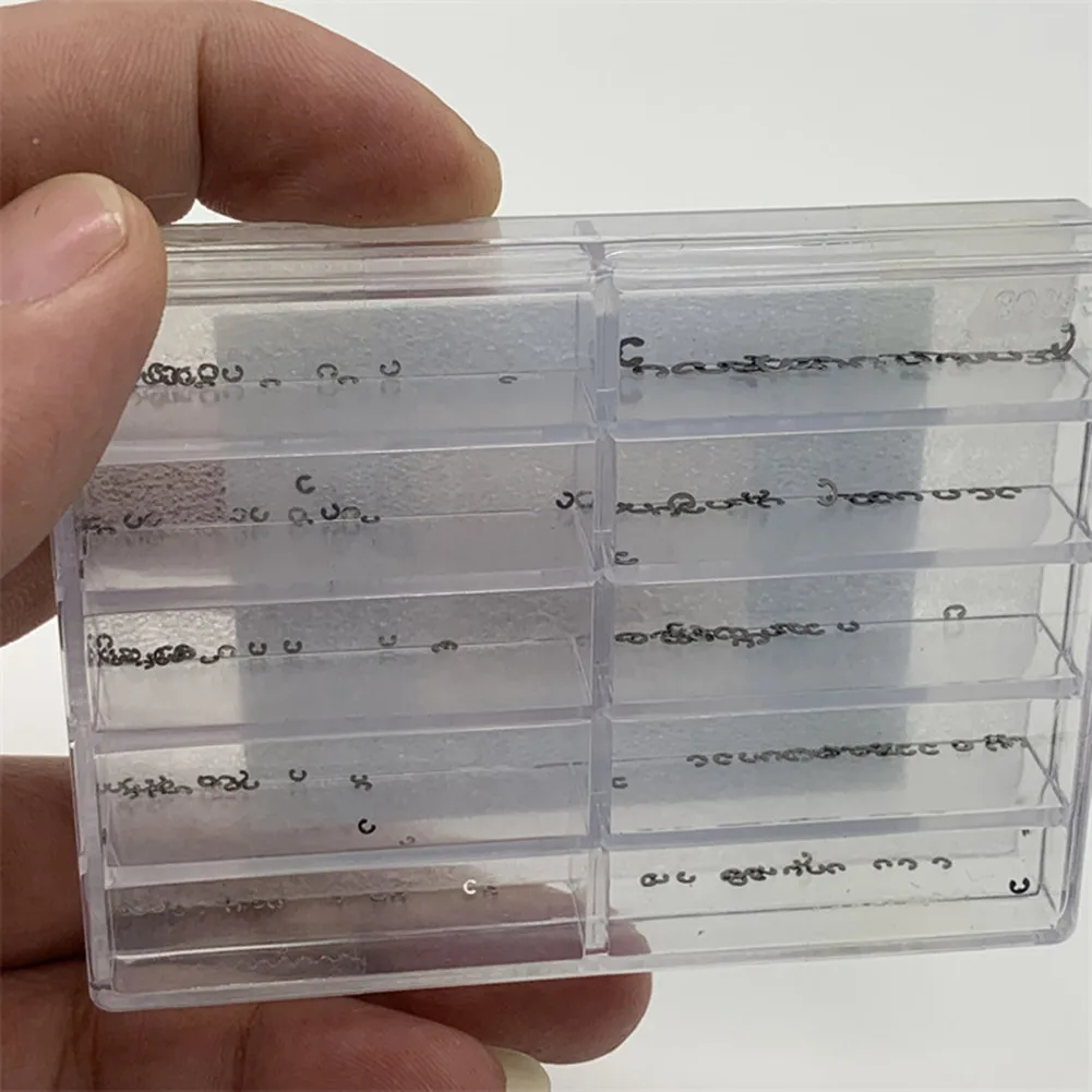 150Pack 1.4mm-3.0mm 10-Size Assorted Chronograph Watch Pusher Button Clip Snap Ring Day Circlip Washer Clip Box Watchmaker Tool