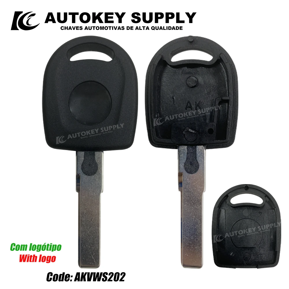 AutokeySupply AKVWS202 AKVWS203 klucz transpondera z wbudowaną powłoką z logo dla VW