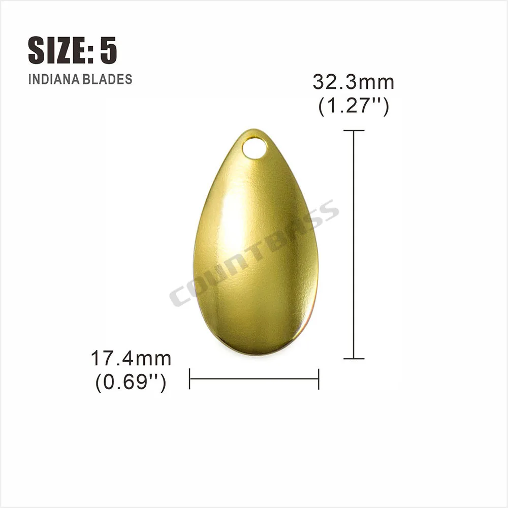 COUNTBASS 50 Stück Größe 00–8 Indiana Spinner Blades glattes Muster Nickel- und Gold-Finish, DIY Spinner Walleye Rigs Angelköder – Detail 13