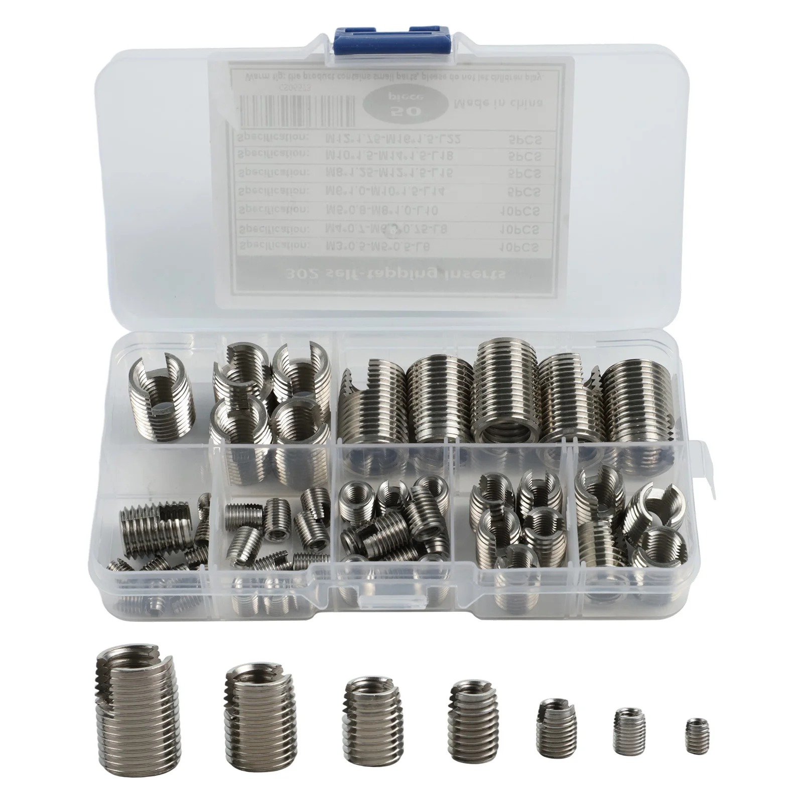 50Pcs M3-M12 Self-tapping Thread Insert Adapter Screw Nuts Stainless Steel Nut Threaded Repair Insert Kit With Storage Box