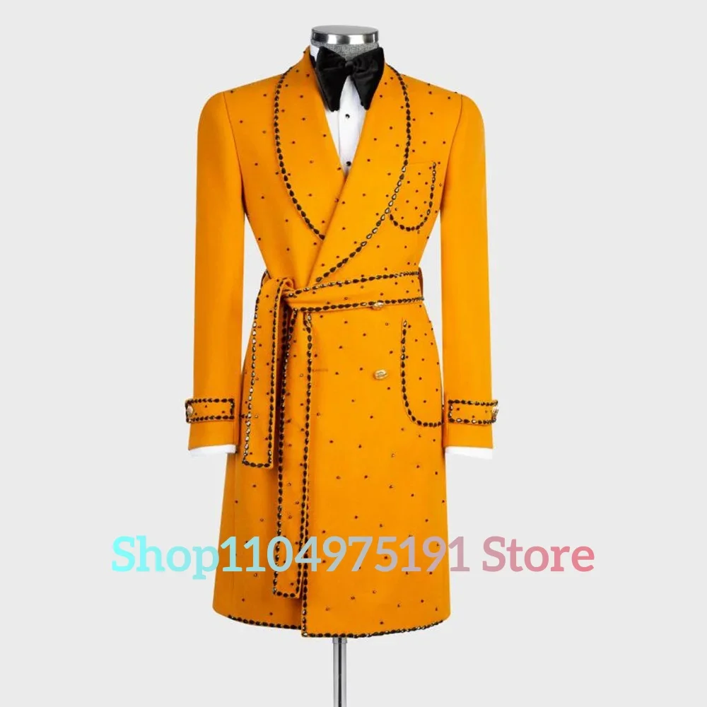 Luxury Crystal Beading Buttons 1-piece Men's Suit High Quality Celebrity Gowns Men's Stage Costume Special Occasion Gowns