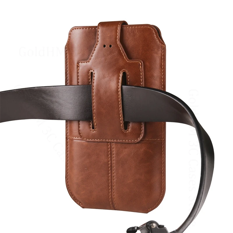 

Leather Phone Cover Pouch For vivo iQOO Z10 Turbo Pro Back Card Belt Case Waist Bag For iQOO Z9 Turbo Plus Z9x Z7S Z6X Z5 U5 U3