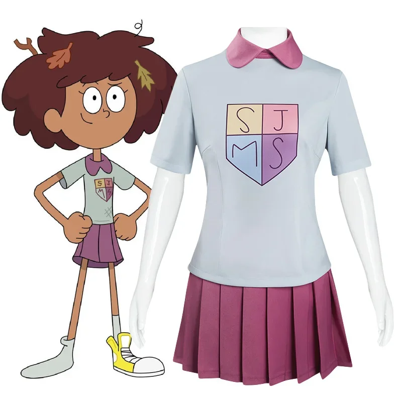 Anime Anne Amphibia Marcy Cosplay Costume Grey T shirt Purple Skirt Wu Anne Boonchuy Halloween Fancy Dress